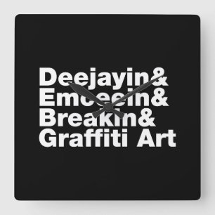 Vier elementen van de Hip Hop Vierkante Klok