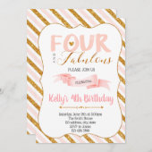 Vier en fantastische verjaardagsuitnodiging kaart (Voorkant / Achterkant)