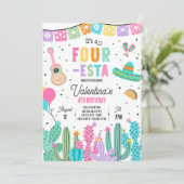 Vier-Esta Mexicaanse Fiesta 4e verjaardagsfeestje Kaart (Staand voorkant)