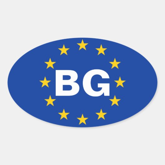 VIER EU-vlag Bulgarije "BG" Ovale Sticker (Voorkant)