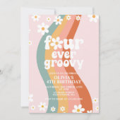 Vier Ever Groovy daisy regenboog vierde verjaardag Kaart (Voorkant)