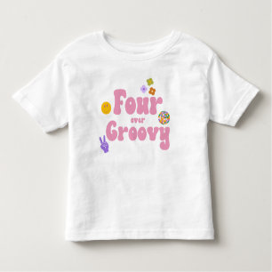 Vier Ever Groovy Retro 70's vierde verjaardag Kinder Shirts