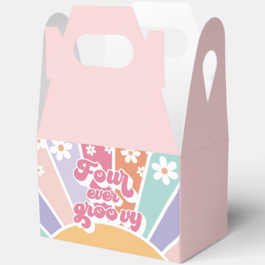 Vier Ever Groovy Retro Sunshine Rainbow Daisy Bedankdoosjes (Open)