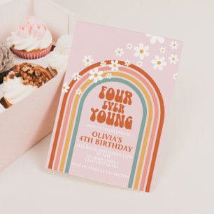 Vier Ever Jong madeliefje regenboog 4E verjaardag Kaart