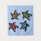 Vier Fantasy Zwarte Schildpadden Kleurrijke shell Wandkleed (Voorkant)