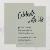 Vier Feest Met Ons! Handgeschreven Salie Groene Ui Kaart (Voorkant / Achterkant)