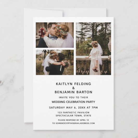 Vier Feest Met Ons! Minimaal Goud Handgeschreven F Kaart (Achterkant)