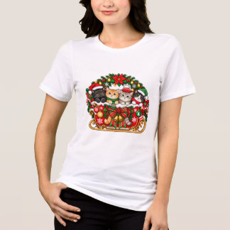 Vier Festieve Kittens Kerstkat Tri-Blend Shirt