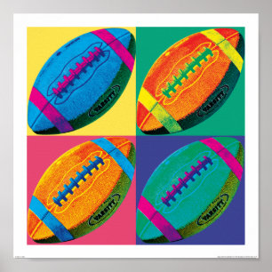 Vier Footballs in verschillende kleuren Poster