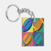 Vier Footballs in verschillende kleuren Sleutelhanger (Voorkant Links)
