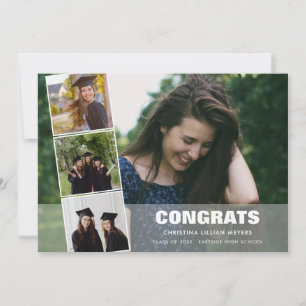Vier foto-Afstuderen CONGRATS Collage Feestdagenkaart
