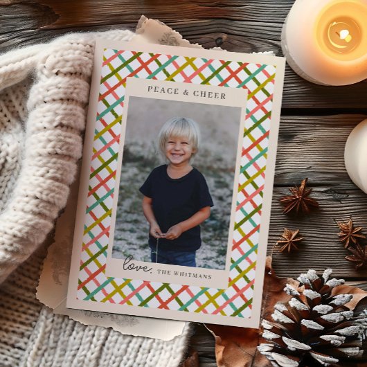 Vier foto kleurrijke moderne kruisen feestdagenkaart