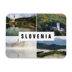 Vier foto Sloveense kerken collage souvenir Magneet