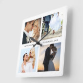 Vier fotocollage met aangepaste tekst vierkante klok (Hoek)