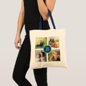 Vier Fotocollage met Initiaal, Custom Tote Bag (Voorkant (product))