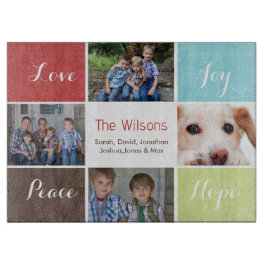 Vier foto's collage aangepaste glas snijplank