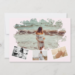 Vier foto's Collage Eenvoudige moeder om zwanger t Aankondiging