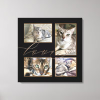 Vier foto's Collage Love Script Black