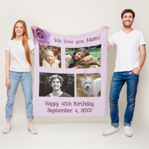 Vier foto's gepersonaliseerde gezinsfleece deken