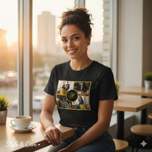 Vier Foto's Persoonlijk Monogram Op Maat Tri-Blend Shirt
