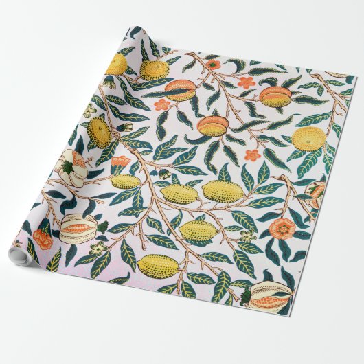 Vier fruit, William Morris Cadeaupapier (Uitgerold)