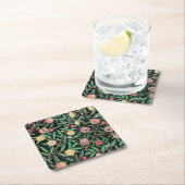 Vier fruit, William Morris Vierkante Kartonnen Onderzetter (Insitu)