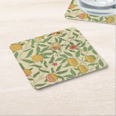 Vier fruit, William Morris Vierkante Kartonnen Onderzetter (Schuin)