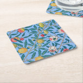 Vier fruit, William Morris Vierkante Kartonnen Onderzetter (Schuin)