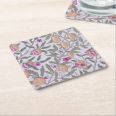 Vier fruit, William Morris Vierkante Kartonnen Onderzetter (Schuin)