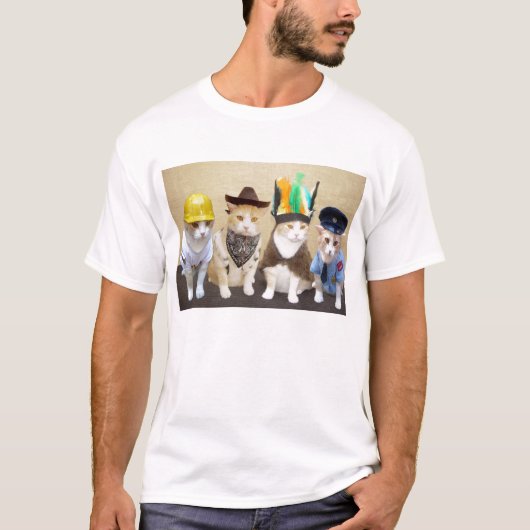 Vier Funny Cats T-shirt (Voorkant)