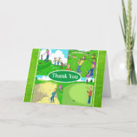 Vier Funny Golfer-Cartoons