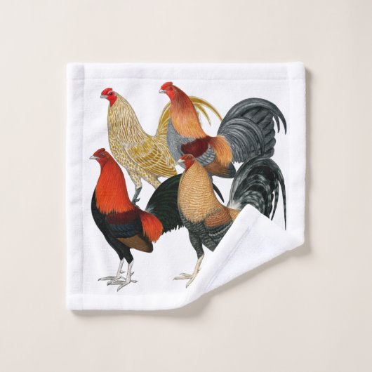 Vier Gamecocks Bad Handdoek (Wasdoekje)