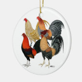 Vier Gamecocks Keramisch Ornament (Links)