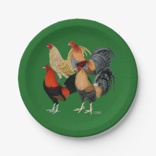 Vier Gamecocks Papieren Bordje