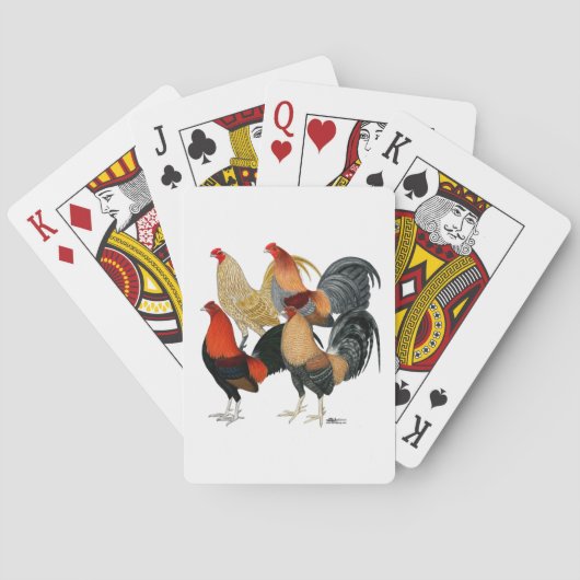 Vier Gamecocks Pokerkaarten (Achterkant)