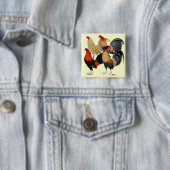 Vier Gamecocks Vierkante Button 5,1 Cm (In situ)