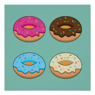 Vier geassorteerde donuts patroon perfect poster