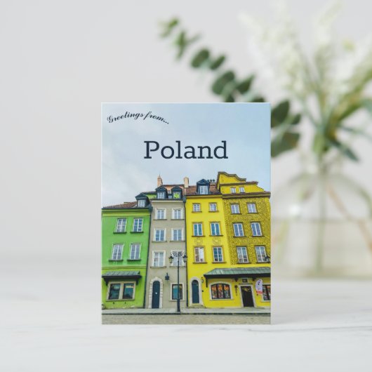 Vier gebouwen op het Oude Stadsplein Warschau Pole Briefkaart (Staand voorkant)
