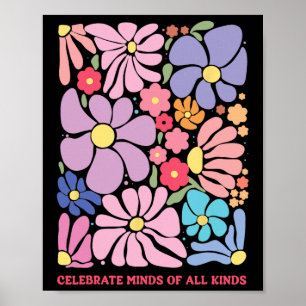Vier geesten van alle soorten Bloemen Neurodiversi Poster