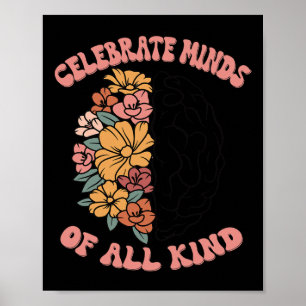 Vier geesten van alle soorten bloemenhersenautisme poster