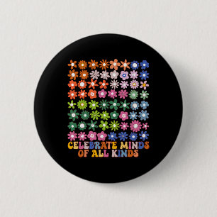 Vier geesten van alle soorten Groovy Flower Autism Ronde Button 5,7 Cm