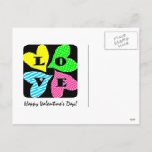 Vier gekleurde harten feestdagenkaart (Achterkant)