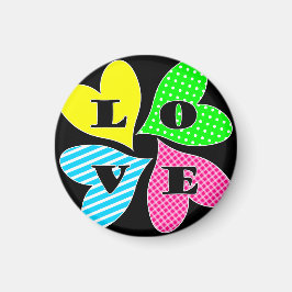 Vier gekleurde harten magneet