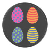 Vier gekleurde paaseieren hockey puck (Voorkant)