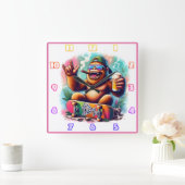 Vier goede vibes met een feestliefhebbende aap vierkante klok (Huis)