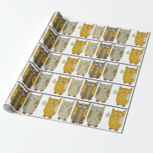 Vier Gold Owls Wrapping Paper Cadeaupapier