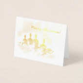 Vier goudkaarsen voor kerst folie kaarten (Voorkant)