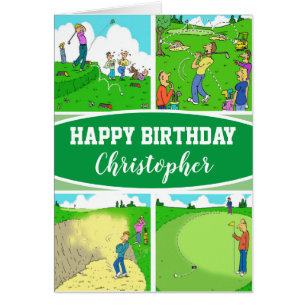 Vier Grappige Golfer Cartoons