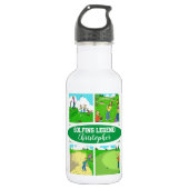 Vier grappige Golfthema-Cartoons Waterfles (Voorkant)
