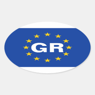 VIER Griekenland "GR" Vlag Europese Unie Ovale Sticker